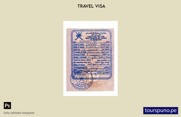 Plantilla de sello de visa de Omán lista para imprimir